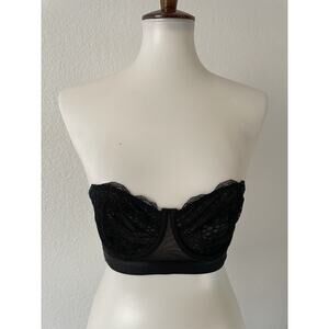 Lively Bra Strapless Lace Semi Sheer Black Lingerie Intimates